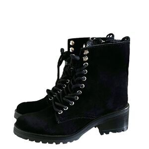 Steven By Steve Madden NEW Grandy Lace Up Combat Boots In Black Suede Size 8.5